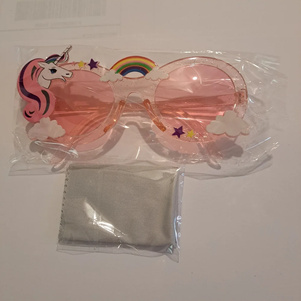 Unicorn Pink Sunglasses Rainbow Clouds Stars